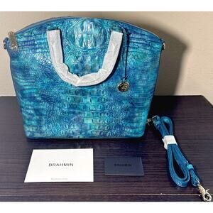 BRAHMIN Duxbury Leather Handbag Purse Satchel Tonic Melbourne Blue Turquoise